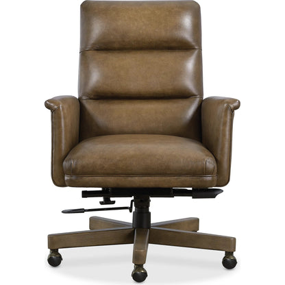 Starling Executive Swivel Tilt Chair by Hooker Furniture in nature and warm brown. Made from leather in a unique style.