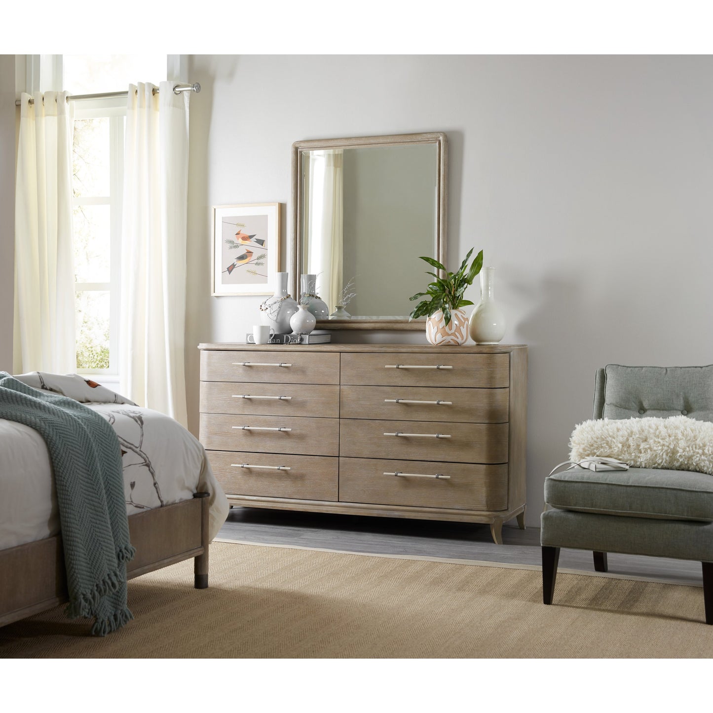 003 SI-1748202 | Lifestyle | Affinity Dresser by Hooker Furniture in greige. Made from hardwoods in a coastal style.