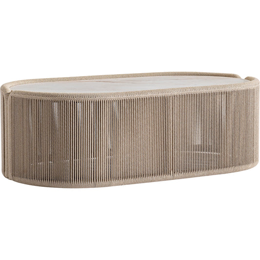 Trellis Outdoor Cocktail Table by Bernhardt in brown. Made from stone in a unique style.