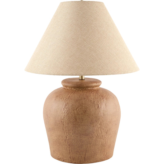 Veyra Accent Table Lamp by Livabliss in plated, painted. Made from cement, linen, plastic, iron in a unique style.