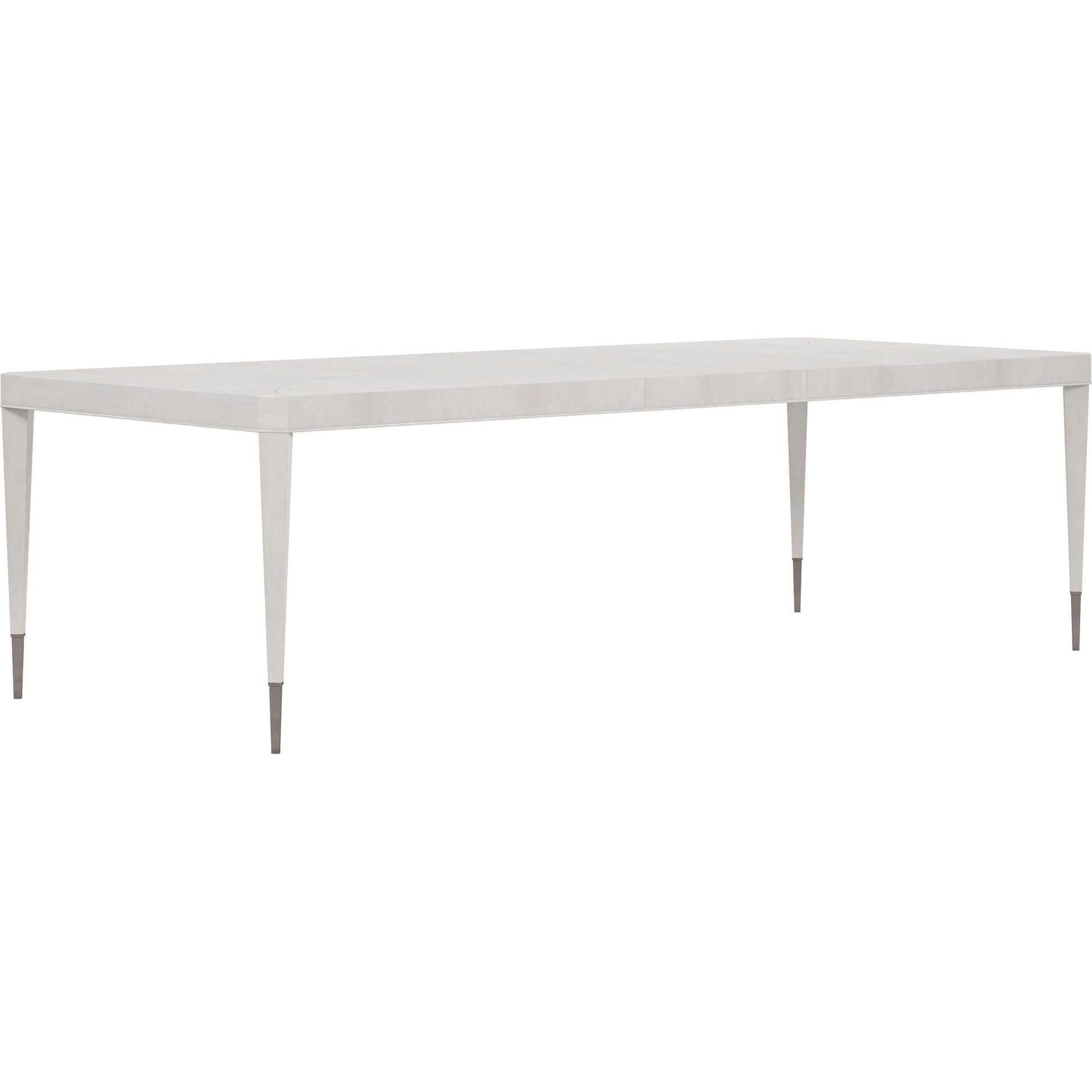 Mezzanine Rectangular Dining Table by A.R.T. Furniture in dove gray. Made from parawood, poplar solids, maple veneer, steel in a modern style.