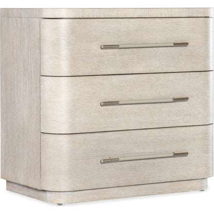Modern Mood Three Drawer Nightstand by Hooker Furniture. Made from oak veneers in a modern style.