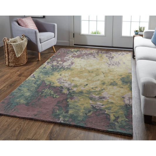 Amira Transitional Rug - 8633F by Feizy in gold, purple, green. Made from wool in a unique style.
