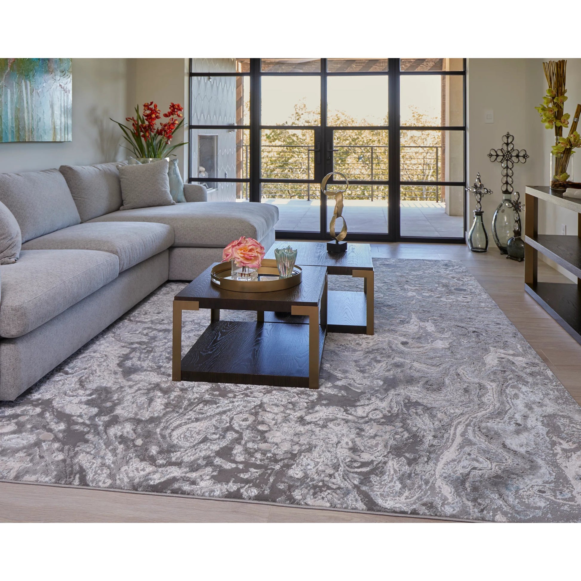 Azure Rug - 3405F by Feizy in ivory, gray, blue. Made from polyester, polypropylene in a unique style.