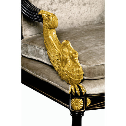 Tribeca Swan Arm Chair by Jonathan Charles in black and painted formal black. Made from acacia in a traditional style.