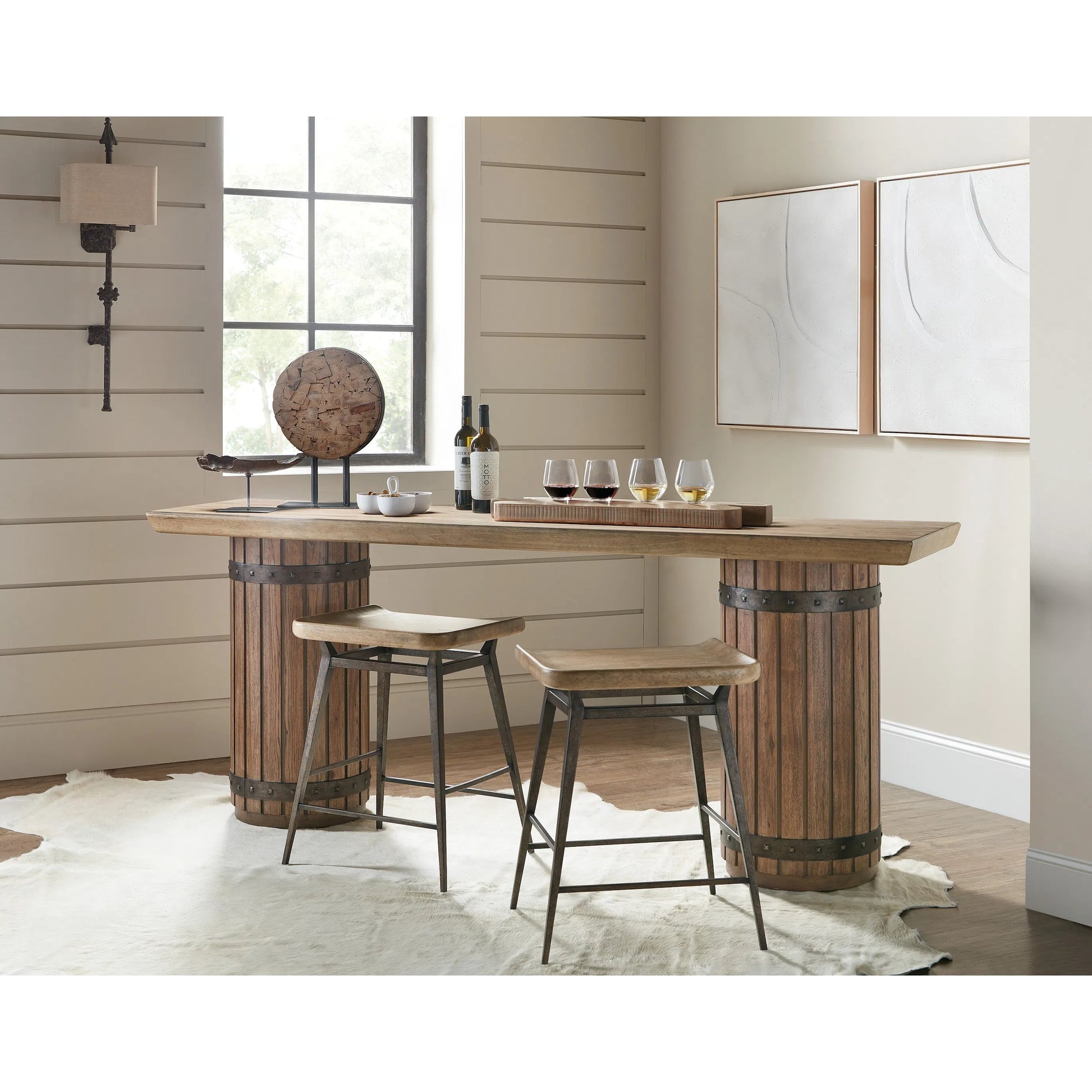 Vineyard Row Console Table by Hooker Furniture in dark wood and sonoma. Made from unique in a transitional style.