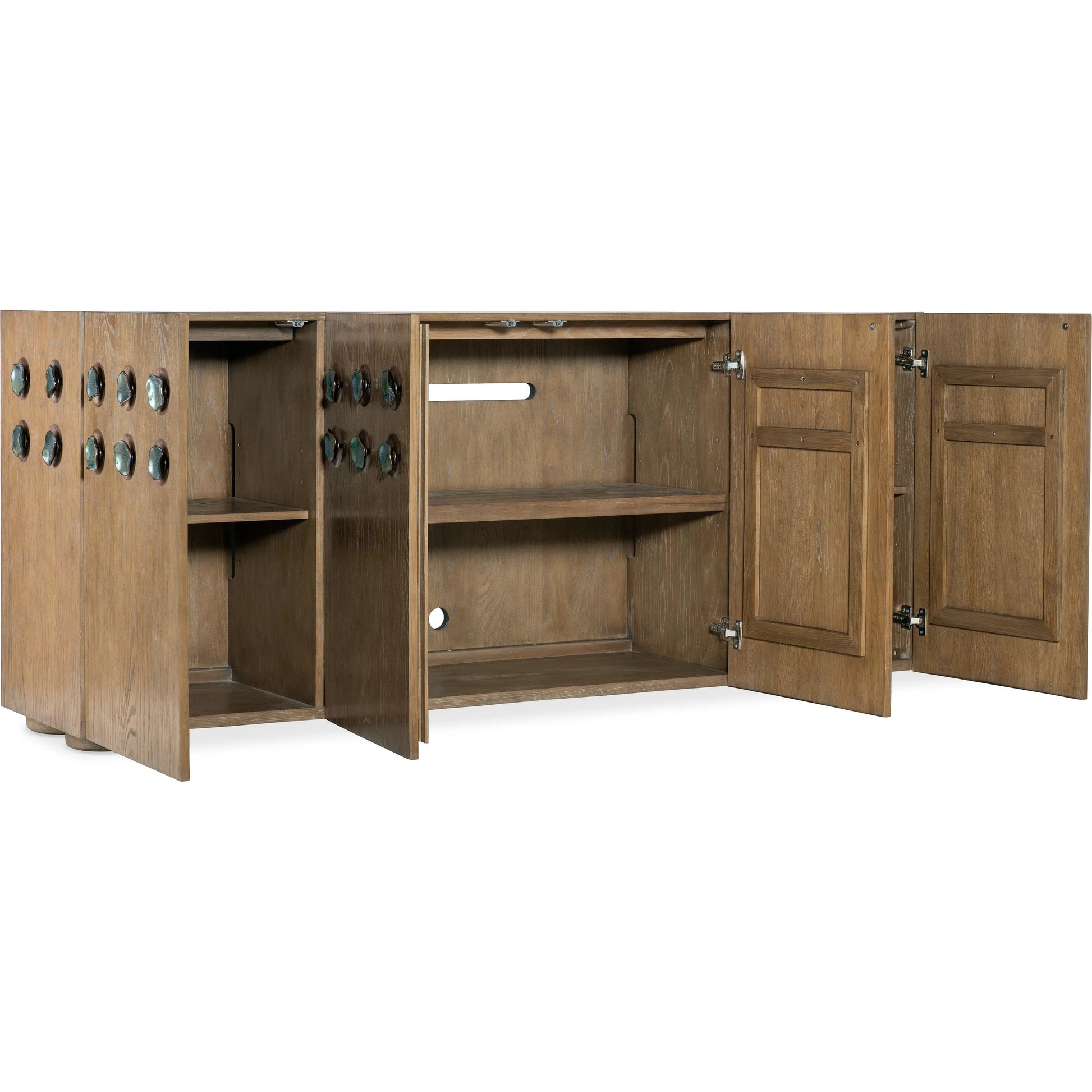 Commerce and Market Pilea Entertainment Credenza by Hooker Furniture. Made from oak solids, oak veneers, ceramic handles in a transitional style.
