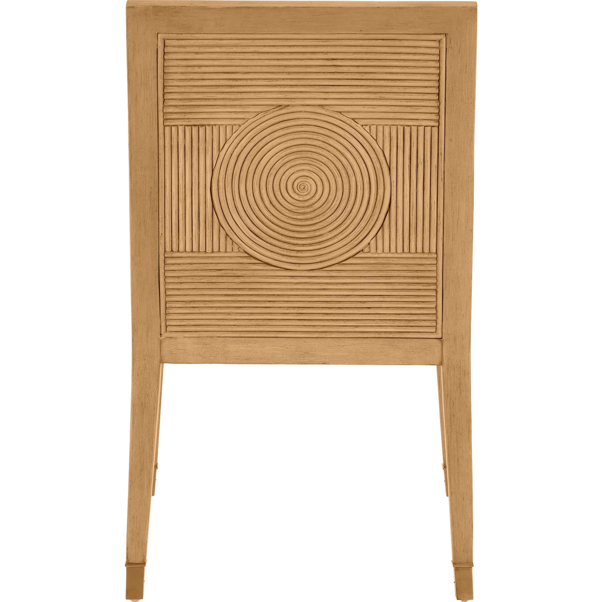 Santos Side Chair by Currey and Company. Made from mahogany, rattan, brass in a modern style.