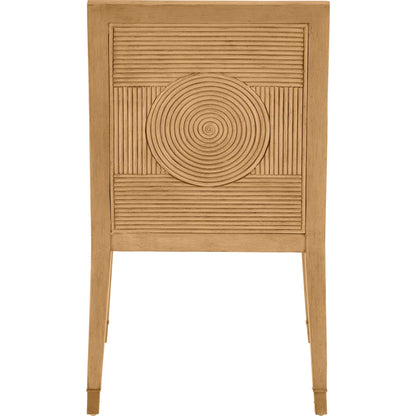 Santos Side Chair by Currey and Company. Made from mahogany, rattan, brass in a modern style.
