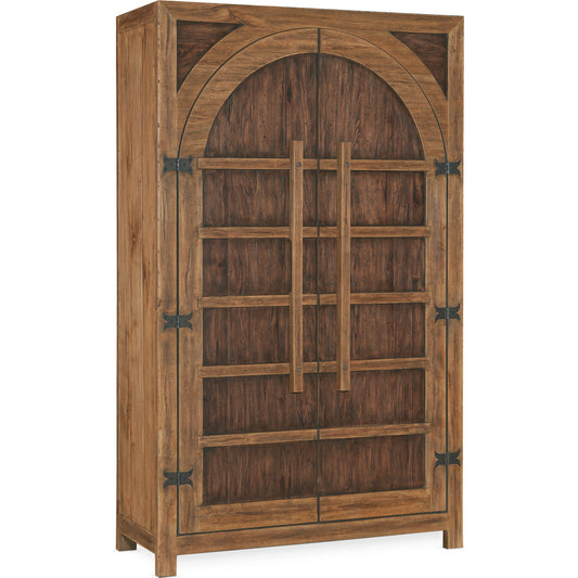 Big Sky Wardrobe by Hooker Furniture in vintage natural. Made from pecky hickory veneers, nailheads, solid-wood edged top in a modern style.