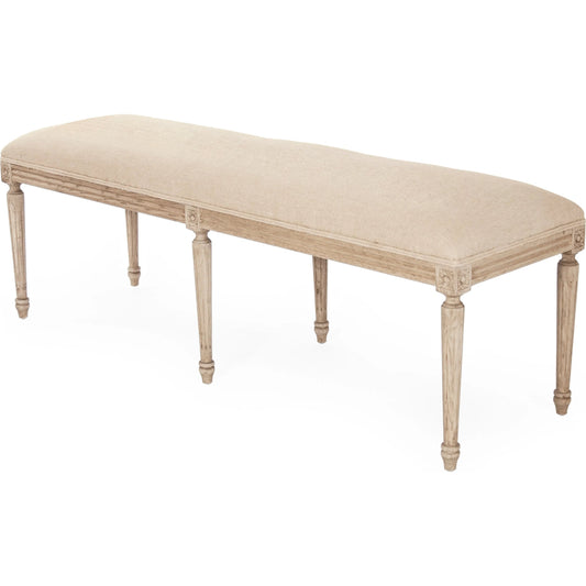 Louis Bench by Zentique in reclaimed oak, natural linen. Made from oak, linen in a unique style.