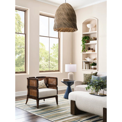 Collins Lamp by Wildwood in white, cream, tan and white glaze with tan cross hatching. Made from unique in a unique style.