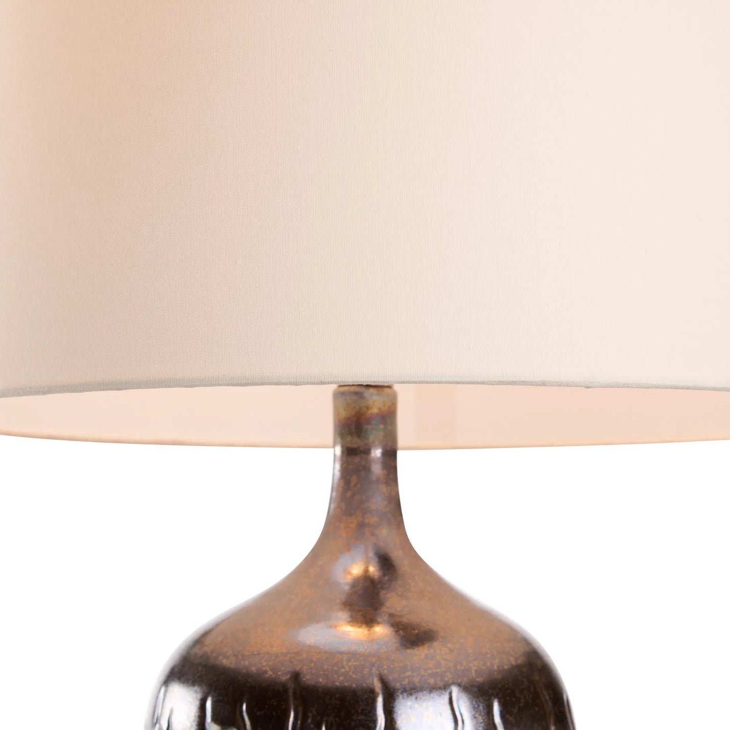 004 SI-2534038 | Closeup | Lugana Lamp by Wildwood in brown and metallic glaze. Made from unique in a unique style.