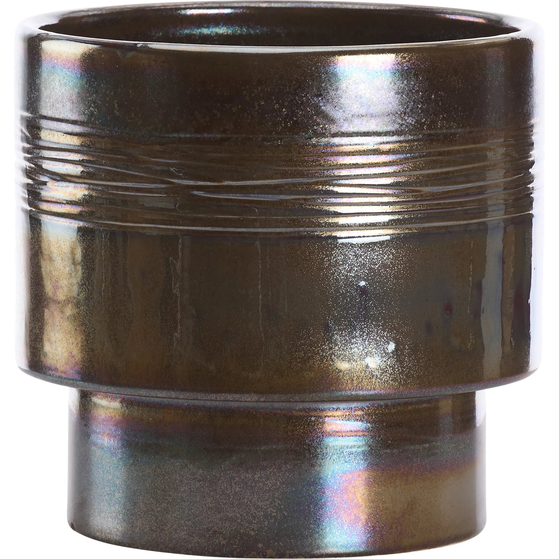 Lugana Vase by Wildwood in brown and metallic reactive glaze. Made from unique in a unique style.