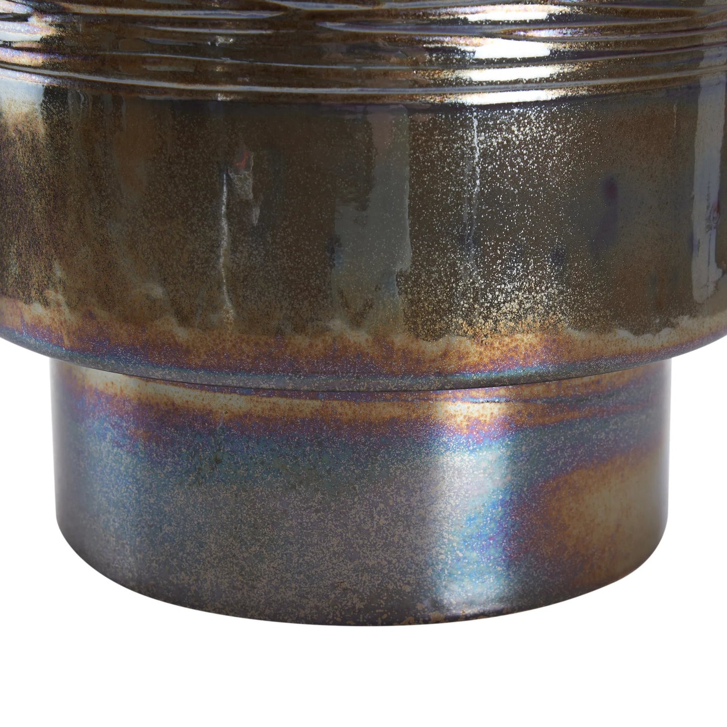 003 SI-2534039 | Closeup | Lugana Vase by Wildwood in brown and metallic reactive glaze. Made from unique in a unique style.