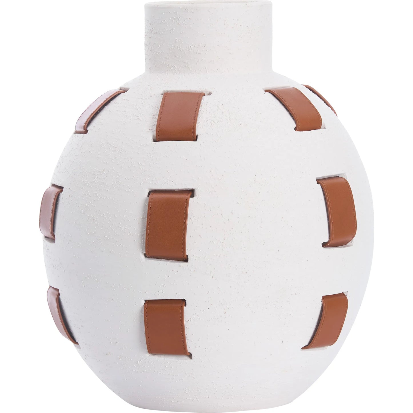 001 SI-2534071 | Primary Silo | Solano Vase by Wildwood in white, cream, brown and white sanded glaze, camel. Made from unique in a unique style.