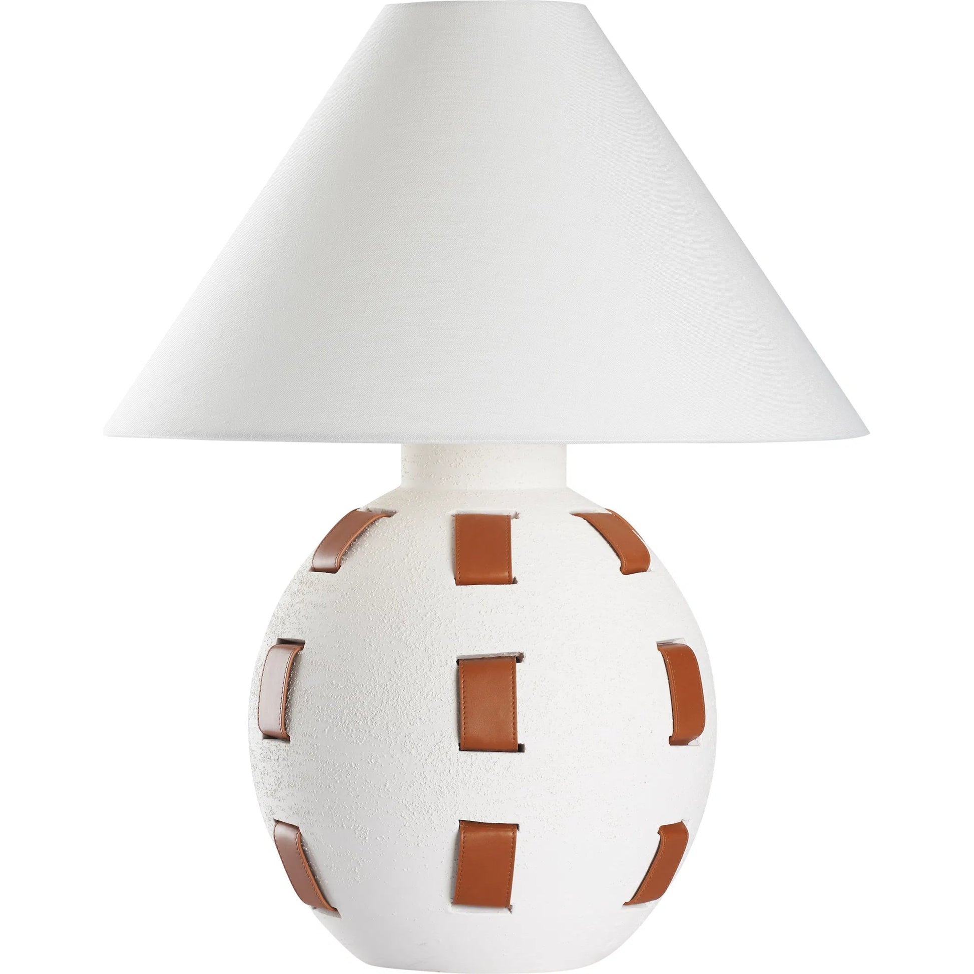 Solano Lamp by Wildwood in white, cream, brown and white sanded glaze, camel. Made from unique in a unique style.
