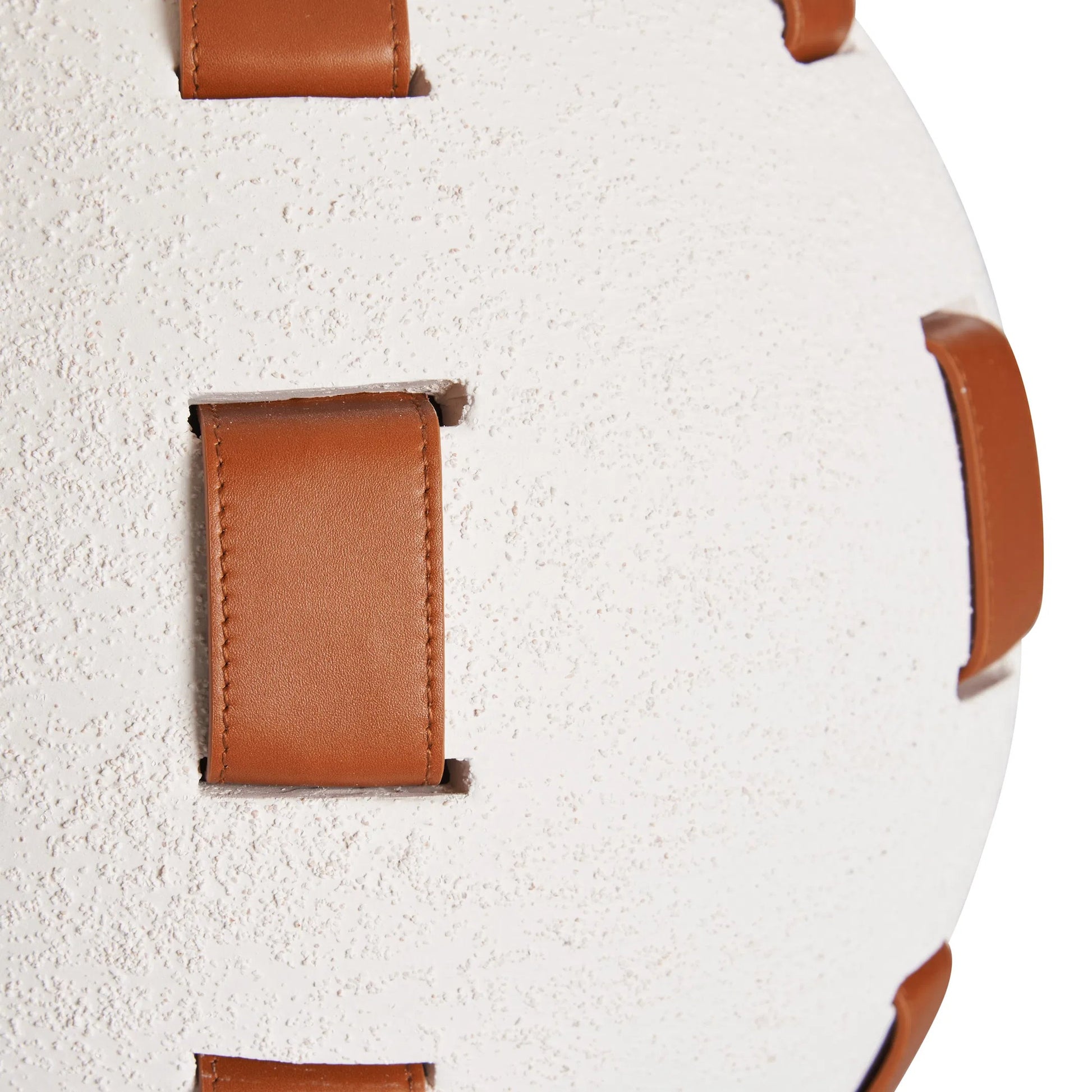 Solano Lamp by Wildwood in white, cream, brown and white sanded glaze, camel. Made from unique in a unique style.