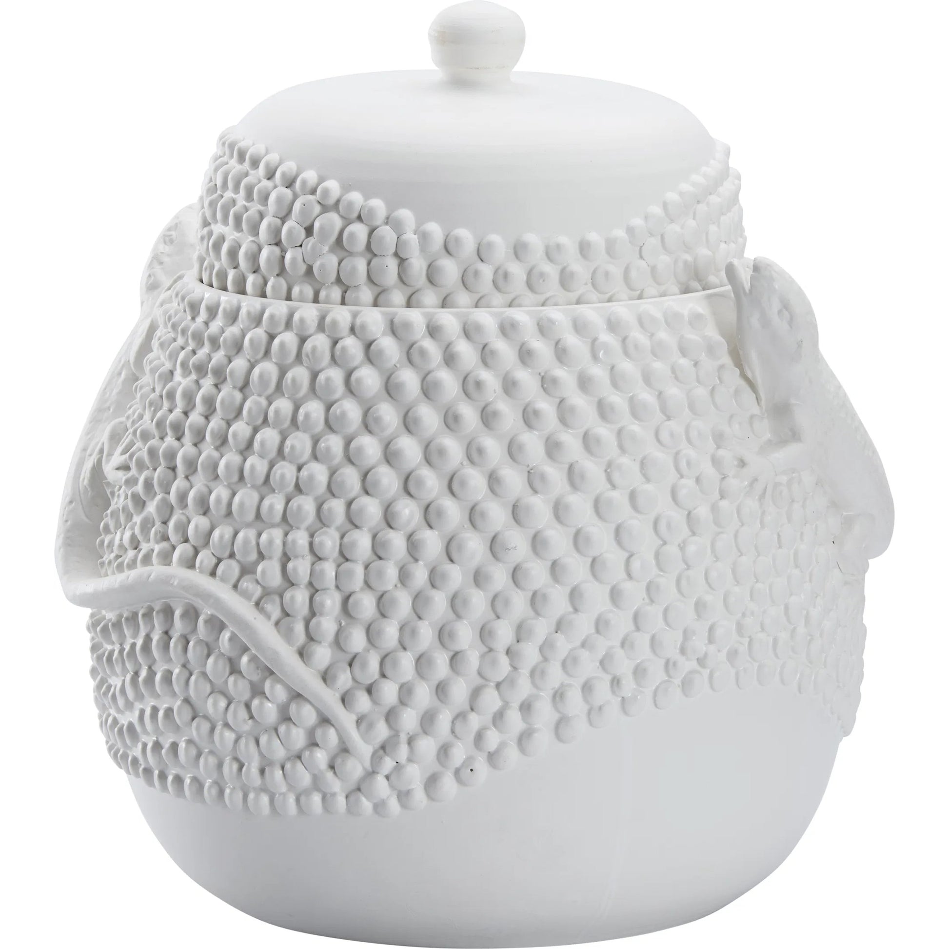 Anolis Canister by Wildwood in white, cream and matte white glaze. Made from unique in a unique style.