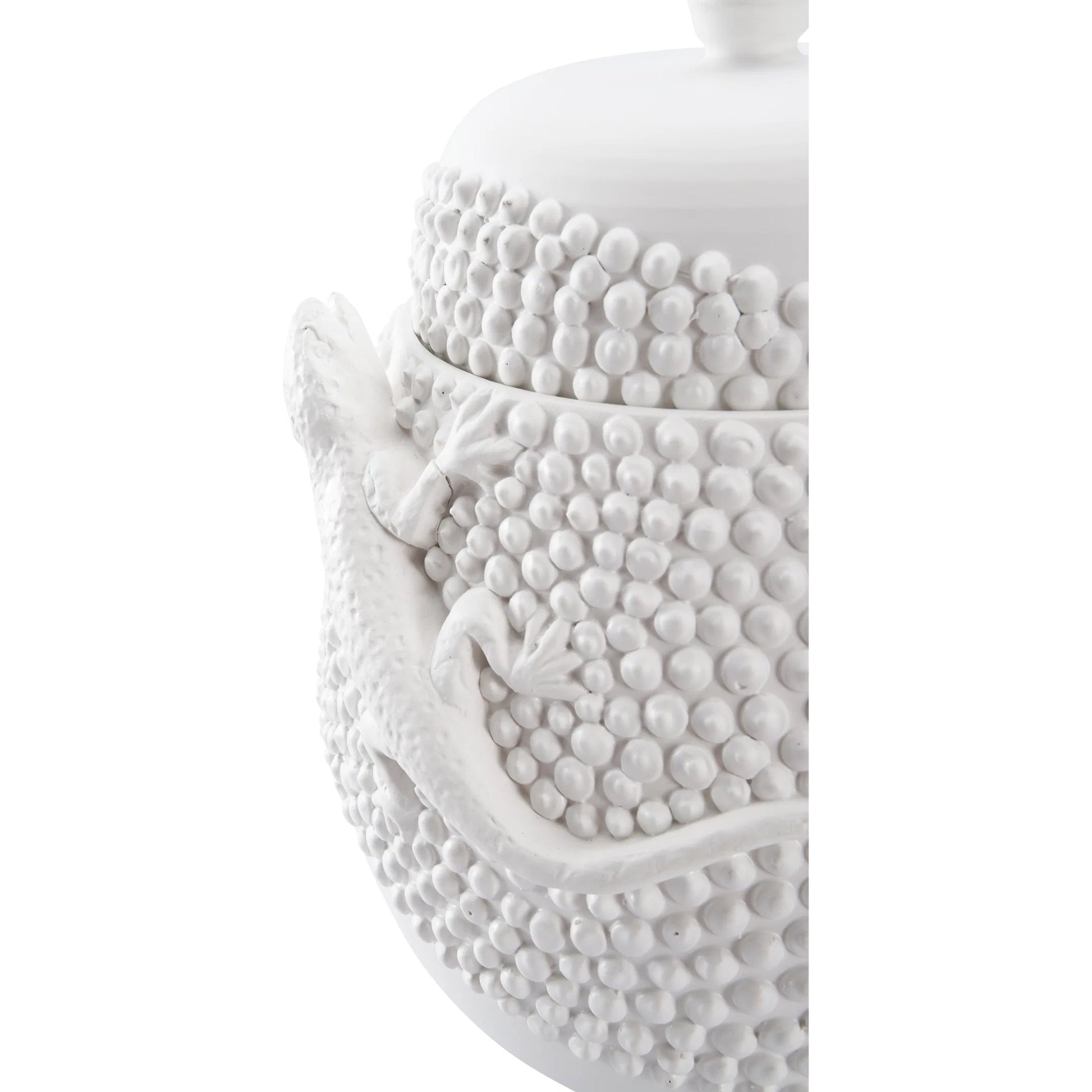 Anolis Canister by Wildwood in white, cream and matte white glaze. Made from unique in a unique style.