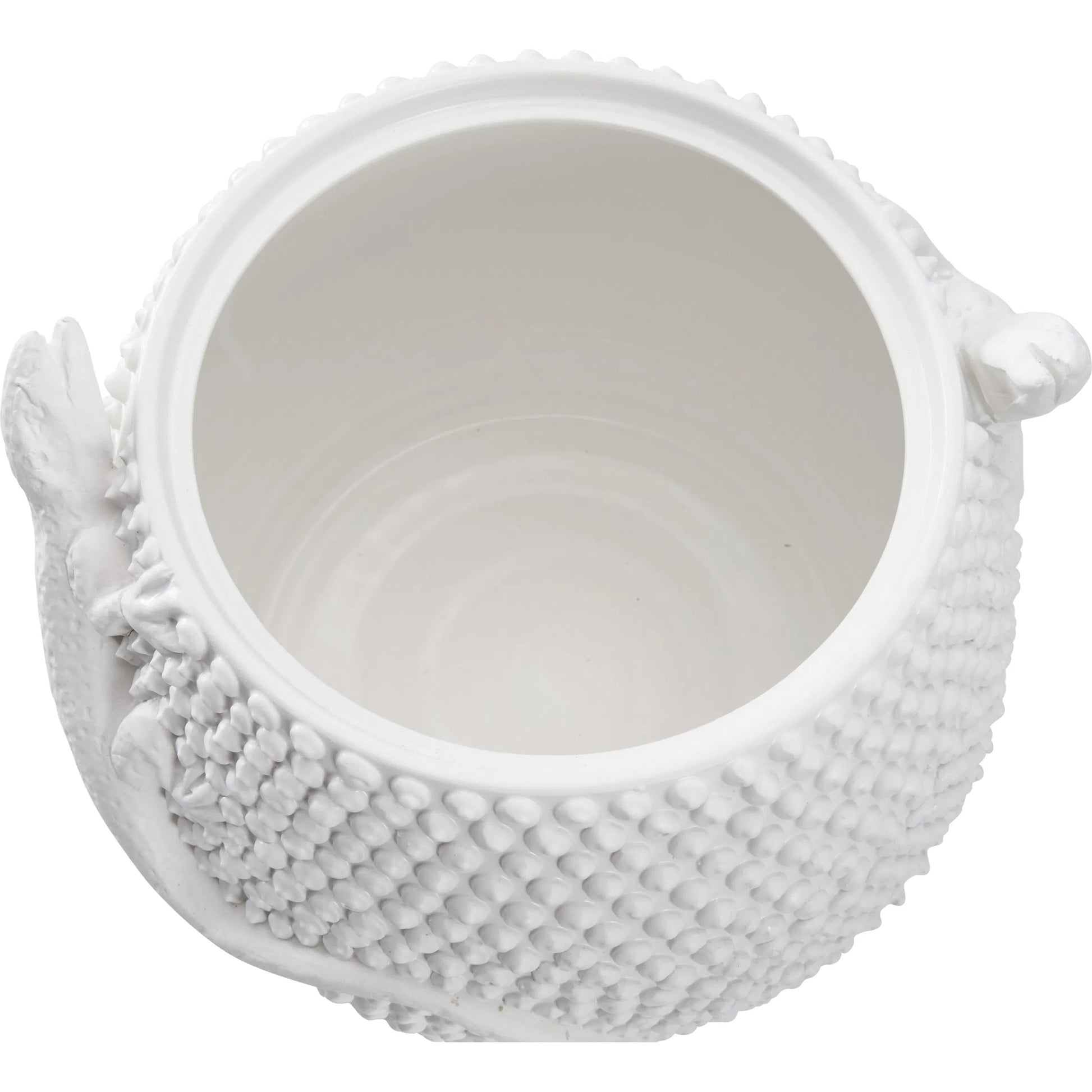 Anolis Canister by Wildwood in white, cream and matte white glaze. Made from unique in a unique style.