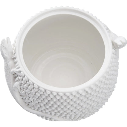 Anolis Canister by Wildwood in white, cream and matte white glaze. Made from unique in a unique style.