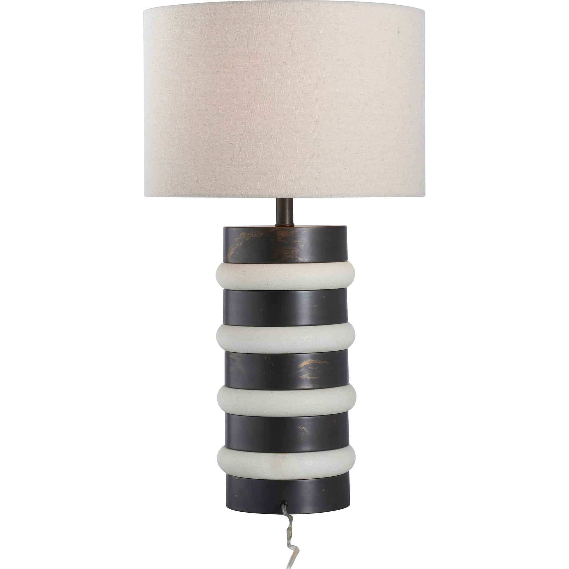 Stevie Lamp by Wildwood in white, cream, black and white, modern bronze. Made from unique in a unique style.