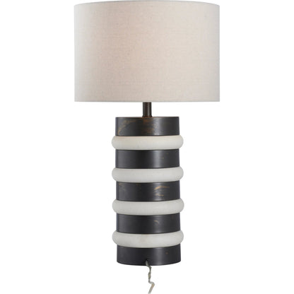 Stevie Lamp by Wildwood in white, cream, black and white, modern bronze. Made from unique in a unique style.