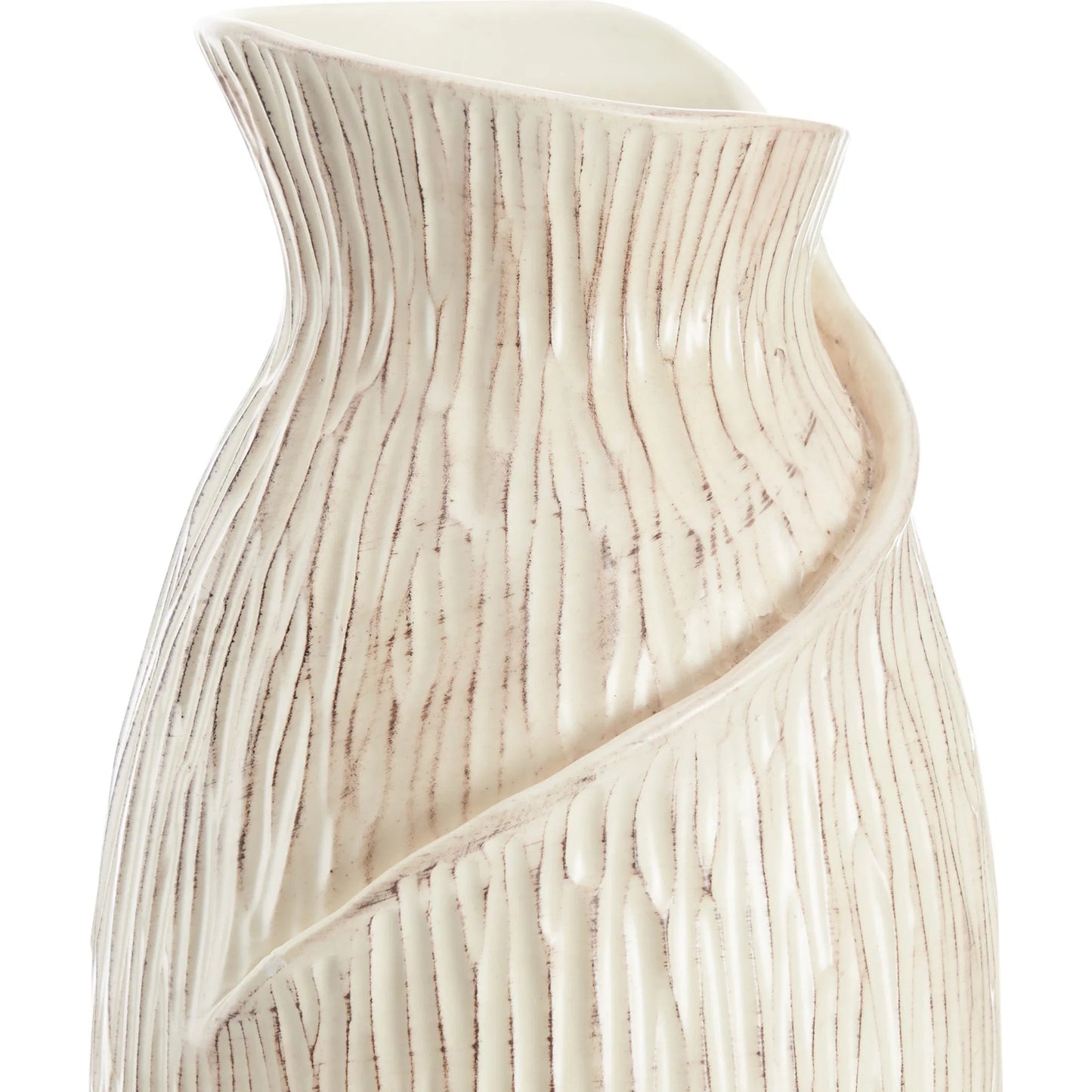 004 SI-2534025 | Closeup | Hugo Vase by Wildwood in white, cream and white glaze. Made from unique in a unique style.