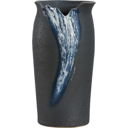 Hikone Vase by Wildwood in black, blue and shiga, black, blue glaze. Made from unique in a unique style.