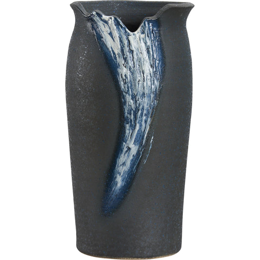 Hikone Vase by Wildwood in black, blue and shiga, black, blue glaze. Made from unique in a unique style.