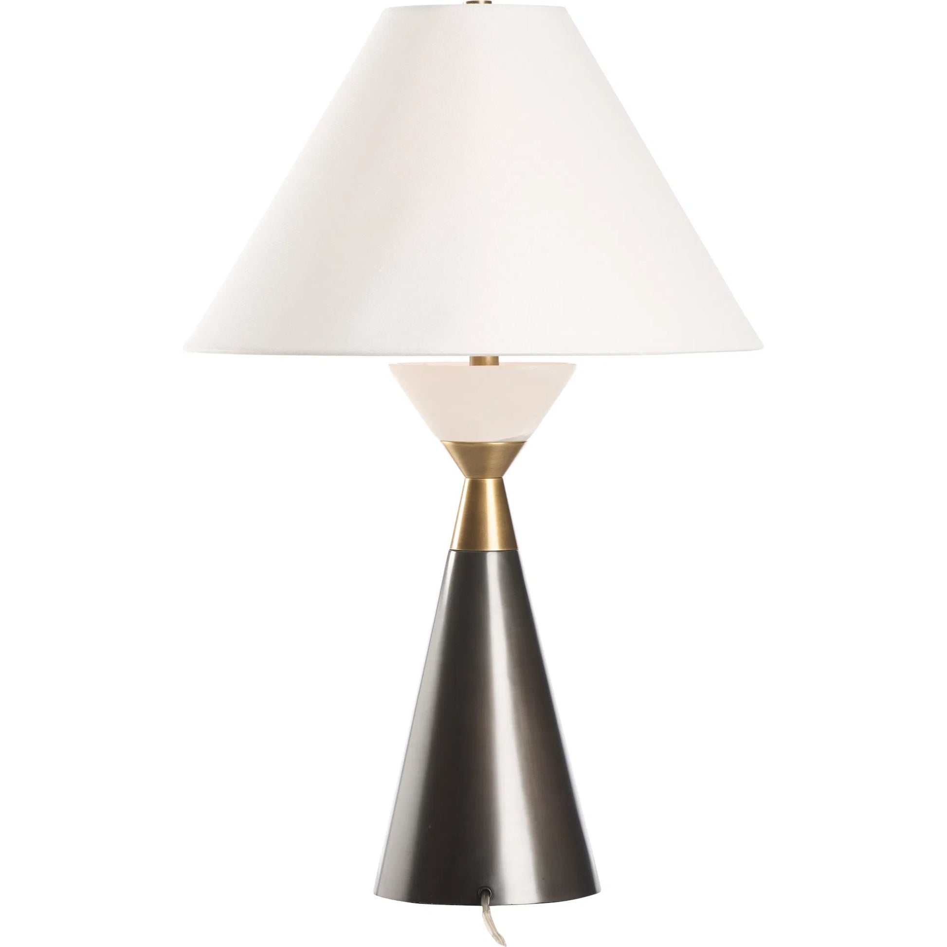 Nichols Lamp by Wildwood in brown, gold and bronze, antique brass, natural white. Made from unique in a unique style.