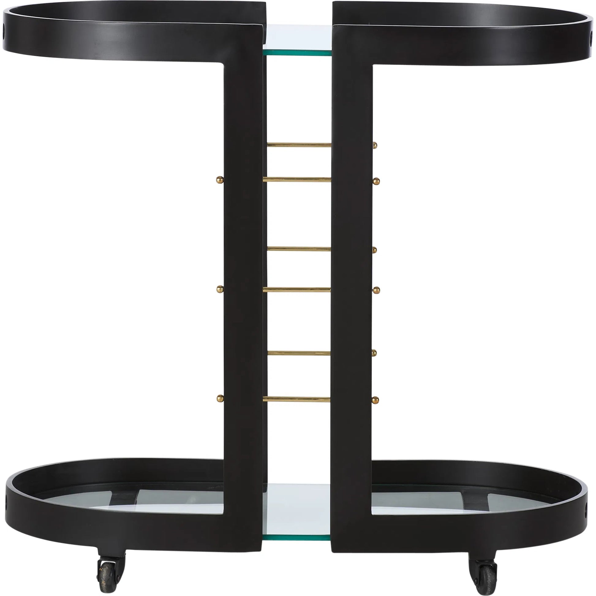 Framen Bar Cart by Wildwood in black, gold and black, polished brass, clear. Made from unique in a unique style.