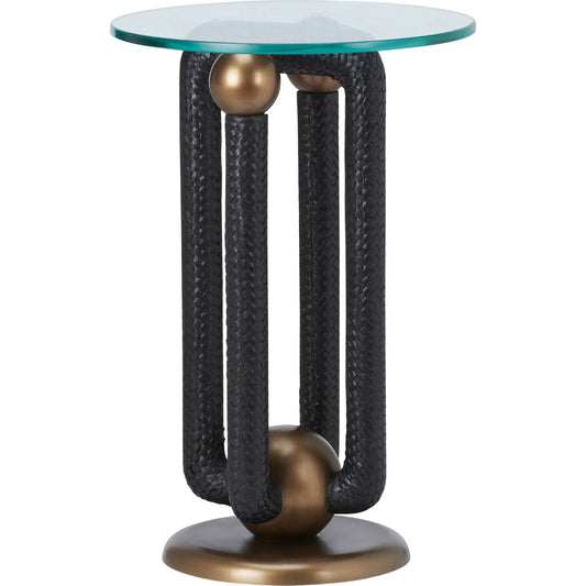 Marcel Side Table by Wildwood in black, gold and matte gold, black, clear. Made from unique in a unique style.