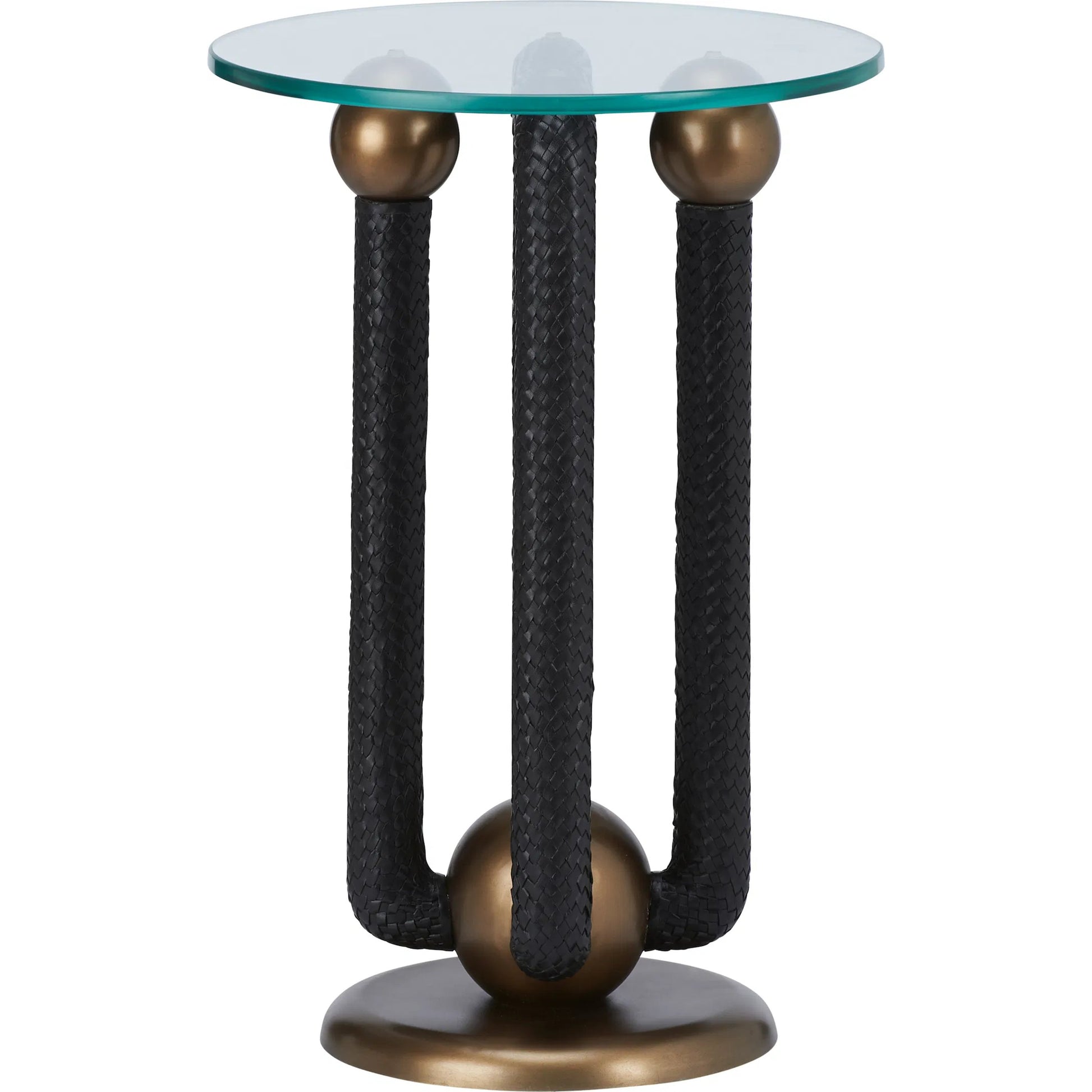 Marcel Side Table by Wildwood in black, gold and matte gold, black, clear. Made from unique in a unique style.