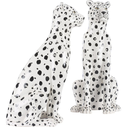 Snow Leopard (Set of 2) by Wildwood in white, cream, black and hand painted. Made from unique in a unique style.