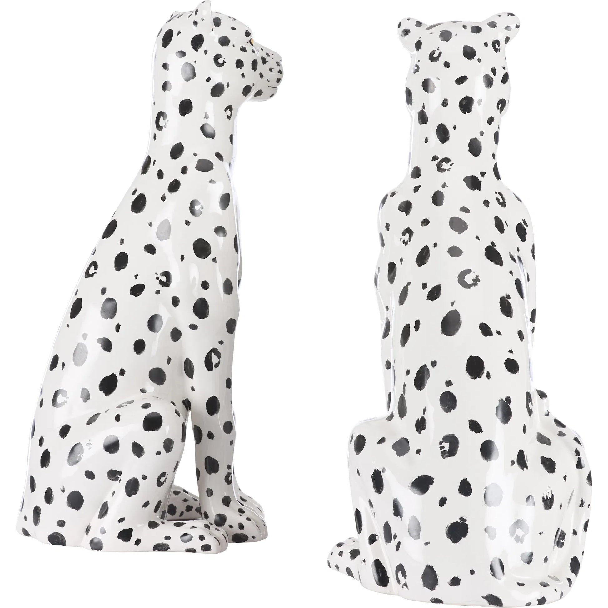 Snow Leopard (Set of 2) by Wildwood in white, cream, black and hand painted. Made from unique in a unique style.