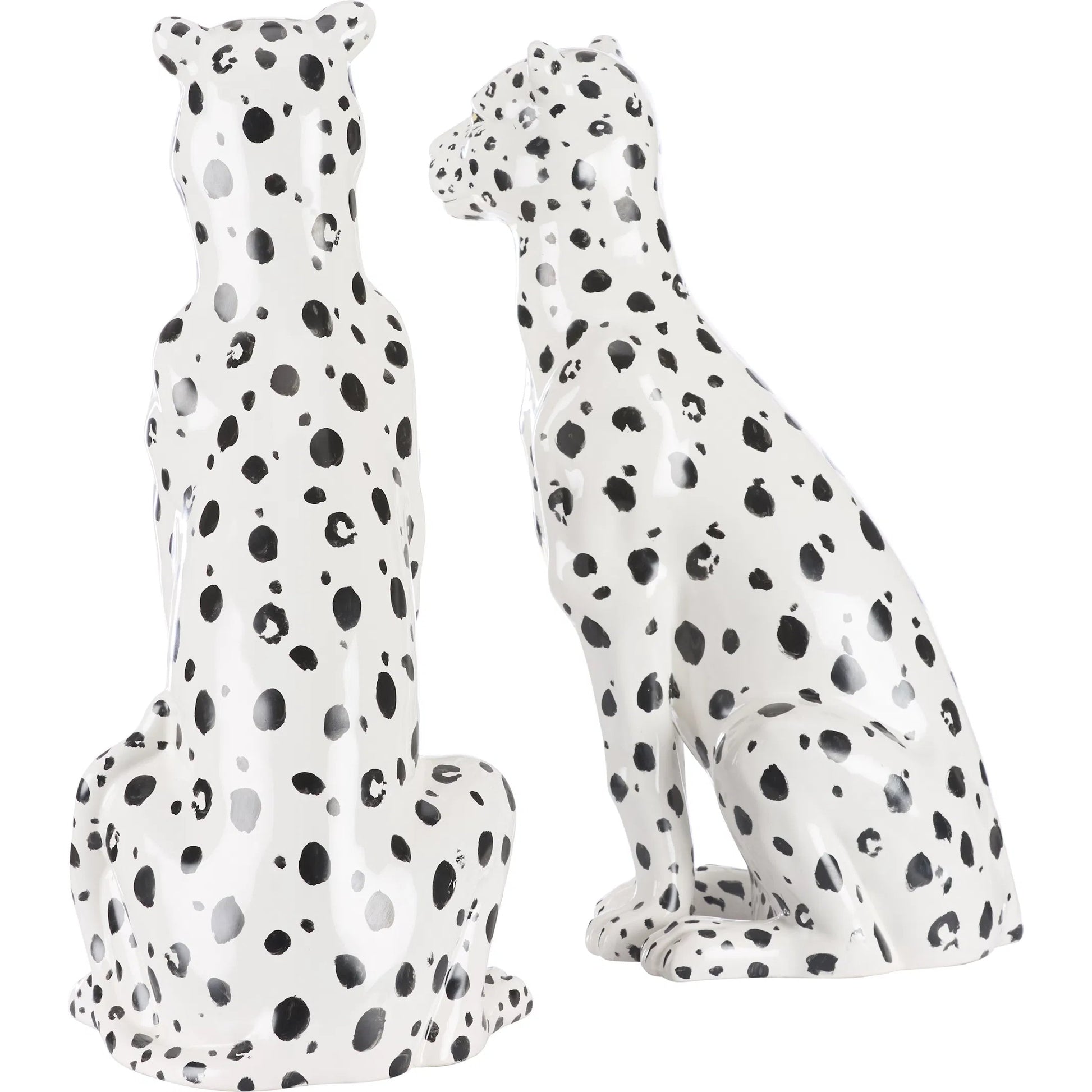 Snow Leopard (Set of 2) by Wildwood in white, cream, black and hand painted. Made from unique in a unique style.
