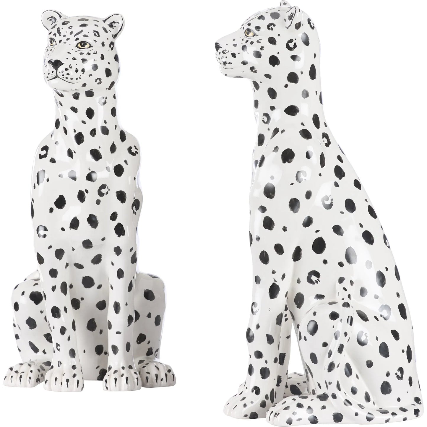 005 SI-2534095 | Additional Silo | Snow Leopard (Set of 2) by Wildwood in white, cream, black and hand painted. Made from unique in a unique style.