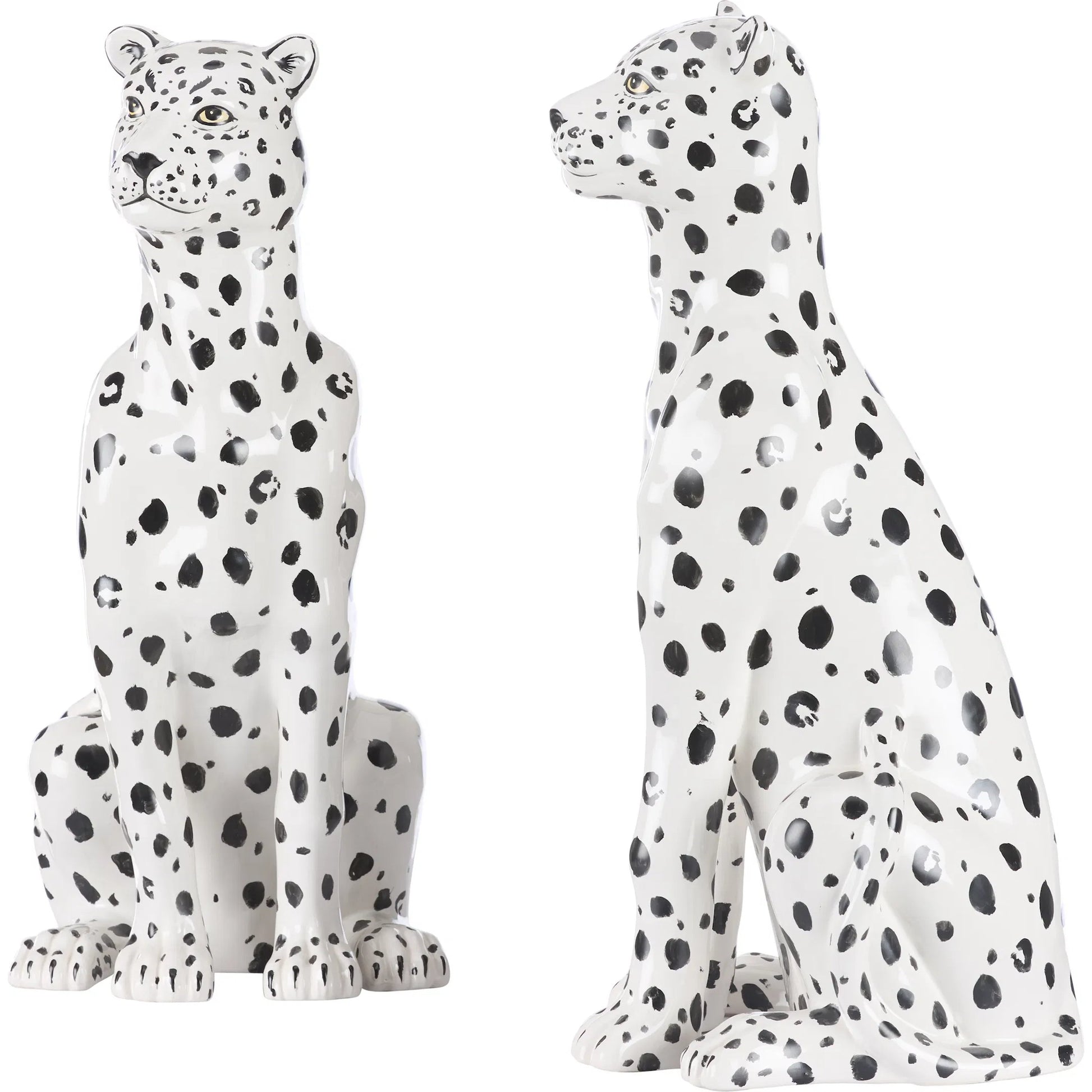 Snow Leopard (Set of 2) by Wildwood in white, cream, black and hand painted. Made from unique in a unique style.