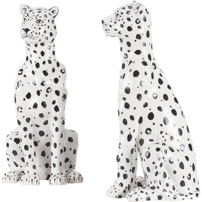 Snow Leopard (Set of 2) by Wildwood in white, cream, black and hand painted. Made from unique in a unique style.