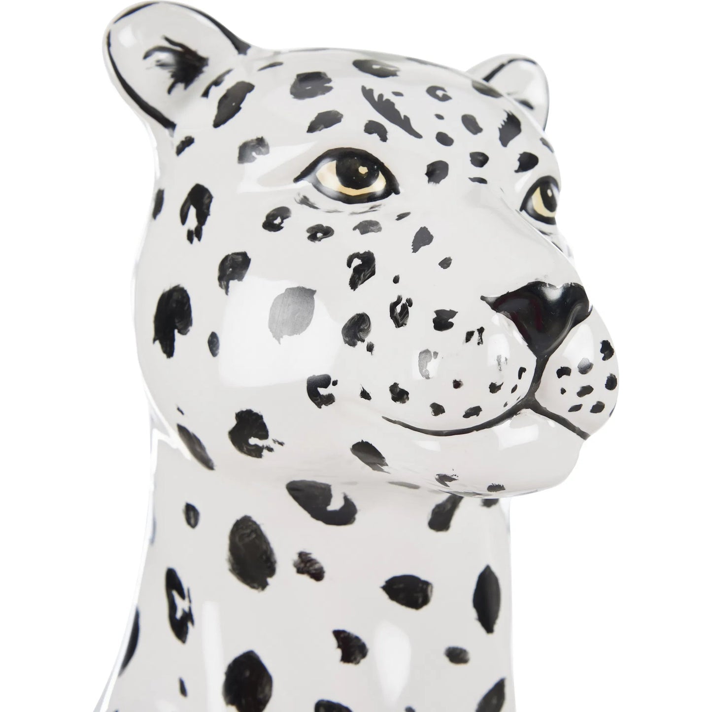 006 SI-2534095 | Closeup | Snow Leopard (Set of 2) by Wildwood in white, cream, black and hand painted. Made from unique in a unique style.