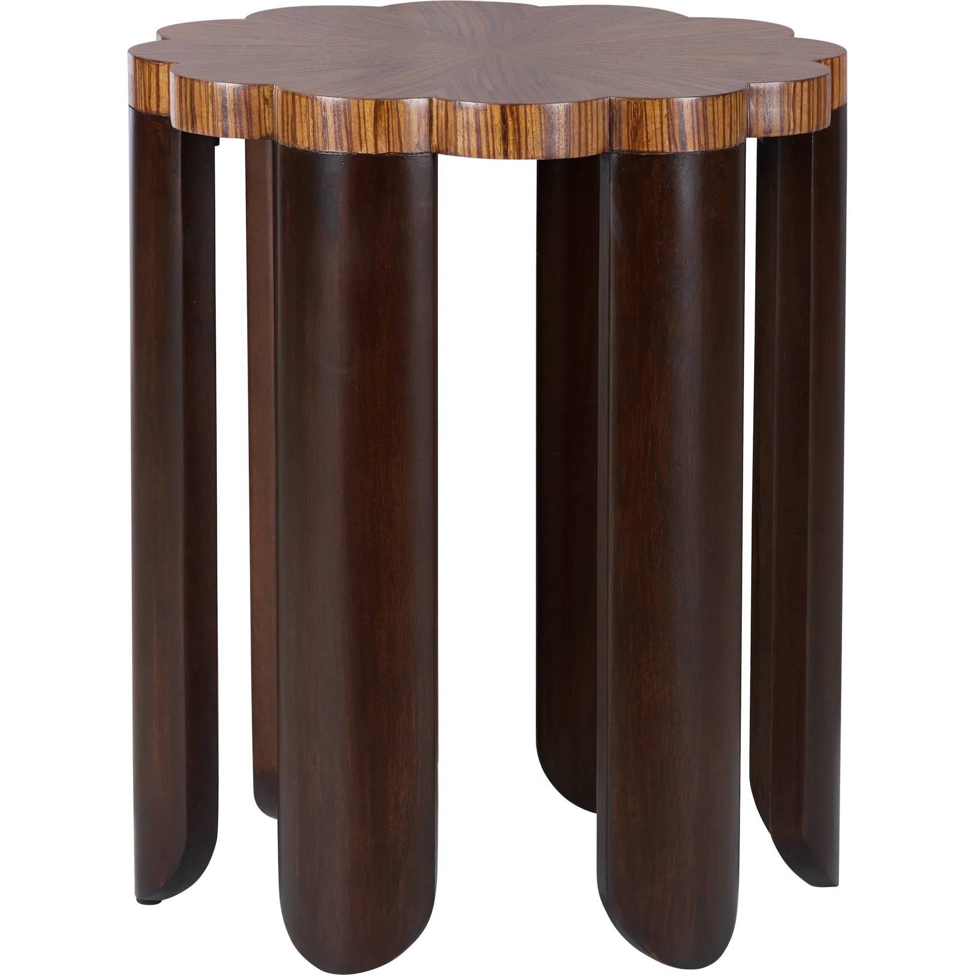 Lilianna Side Table by Wildwood in brown and zebra, walnut. Made from unique in a unique style.