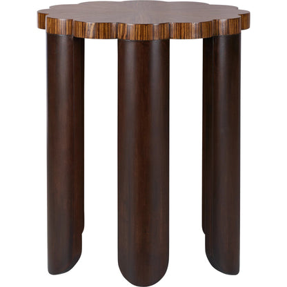 Lilianna Side Table by Wildwood in brown and zebra, walnut. Made from unique in a unique style.