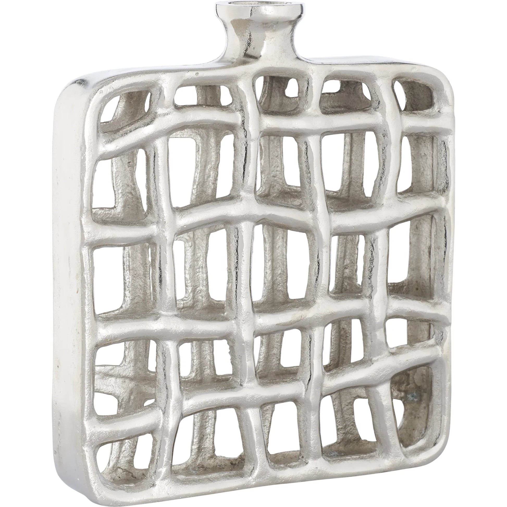 Xavier Tall Urn by Wildwood in silver and nickel. Made from unique in a unique style.
