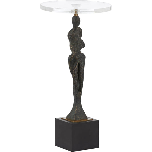 Artemis Drink Table by Wildwood in brown, gold and dark bronze, clear, antique brass. Made from unique in a unique style.