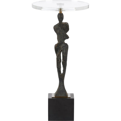 Artemis Drink Table by Wildwood in brown, gold and dark bronze, clear, antique brass. Made from unique in a unique style.