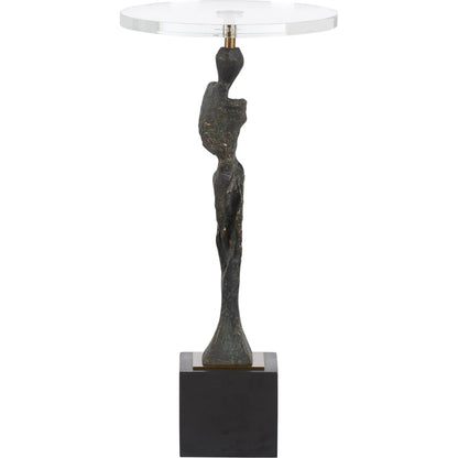 Artemis Drink Table by Wildwood in brown, gold and dark bronze, clear, antique brass. Made from unique in a unique style.