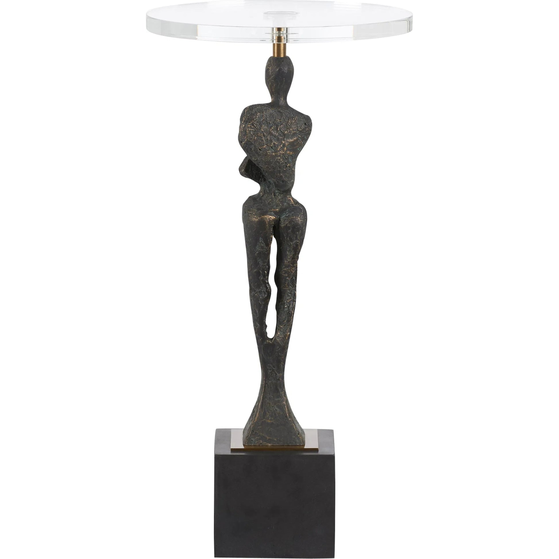 Artemis Drink Table by Wildwood in brown, gold and dark bronze, clear, antique brass. Made from unique in a unique style.