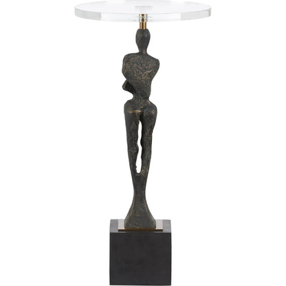 Artemis Drink Table by Wildwood in brown, gold and dark bronze, clear, antique brass. Made from unique in a unique style.